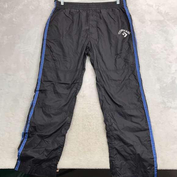 Converse Men's Black with blue Stripe Mesh Lined Track Pants L - Picture 1 of 12